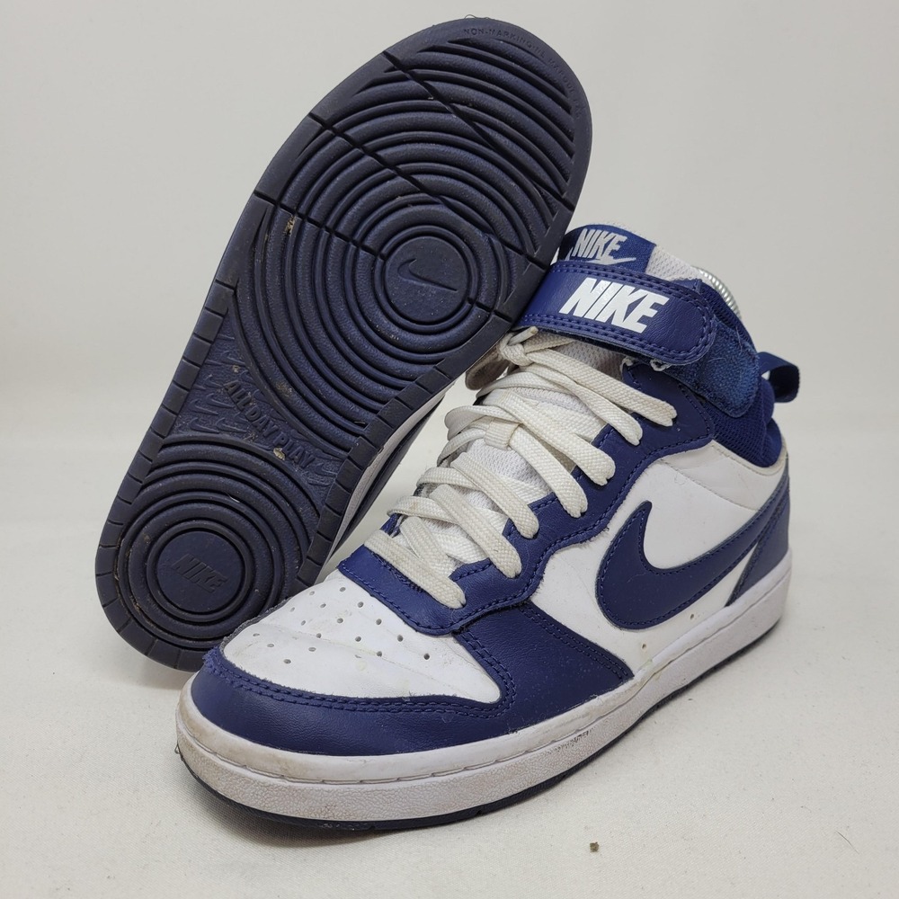Nike Court Borough Mid 2 Shoes Sneakers Youth Size 4Y Blue Basketball CD7782-107